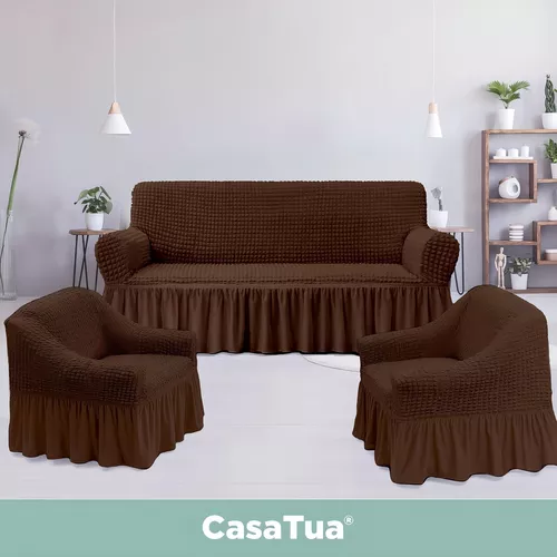 CUBRE SILLON JUEGO 3C Y 1C COLOR CAFE - Imagen 5