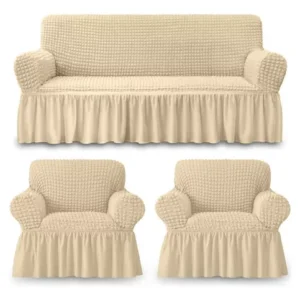 CUBRE SILLON JUEGO 3C Y 1C COLOR BEIGE
